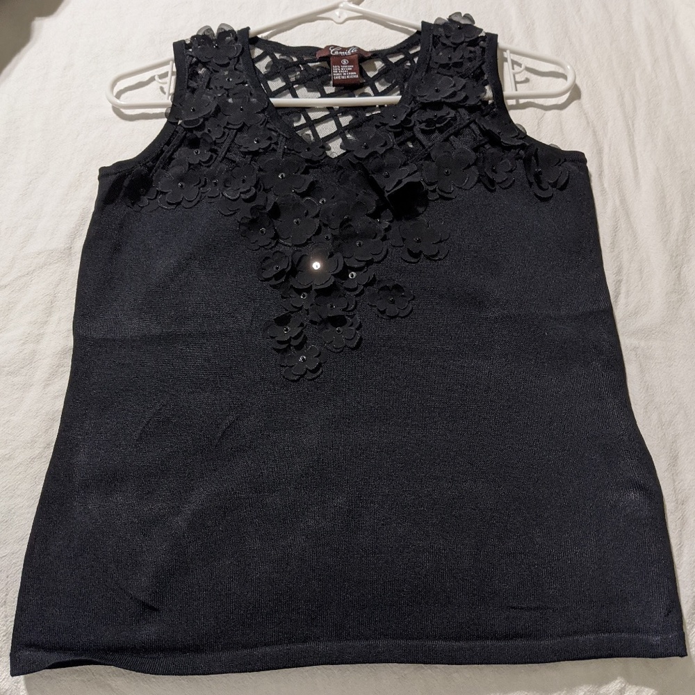 Black Flower Top